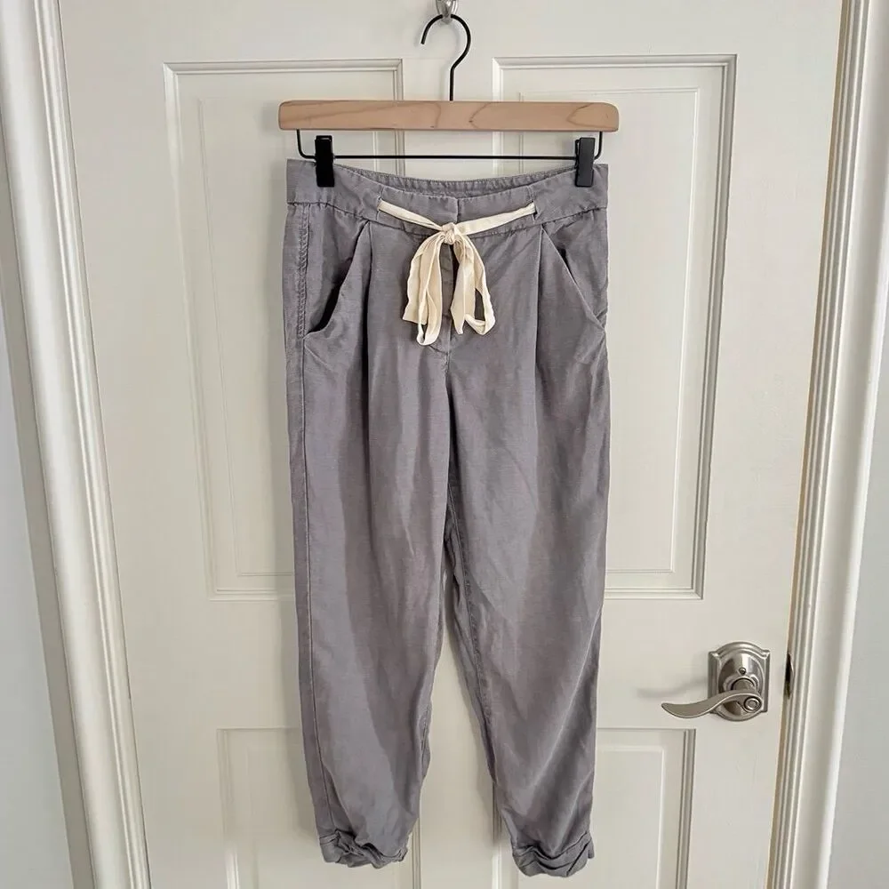 Aritzia Wilfred Allant Cropped Linen Pant in Ashen Grey Size 00